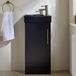 Hudson Reed Meuble de salle de bain - Meuble lavabo noir gris 40cm avec lavabo noir | Poignée en laiton brossé | Cluo