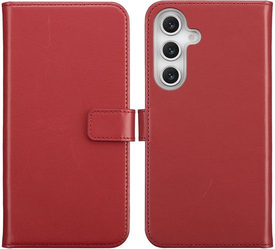 Selencia Echt Lederen Bookcase voor de Samsung Galaxy S25 FE - Rood