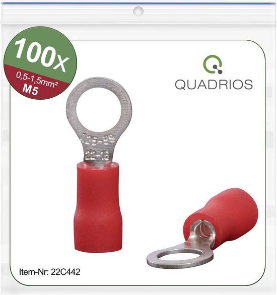 Quadrios 22C442 Ringkabelschoen - 1.5 mm² - 5.3 mm - Rood - 1 stuk