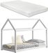 en.casa Kinderbed Huisbed 200x90 cm Wit Inclusief Matras