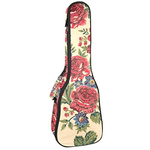 Mersov Tenor Ukulele Gigbag Waterdichte Ukelele Case Gewatteerde Rugzak, Geweldig voor Sopraan Concert (21/23/24") Blauw en Rood Bloem