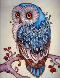 Merkloos / Sans marque Goodies and Living Groothandel Diamond painting blauwe uil - 30x40 - full - vierkante steentjes