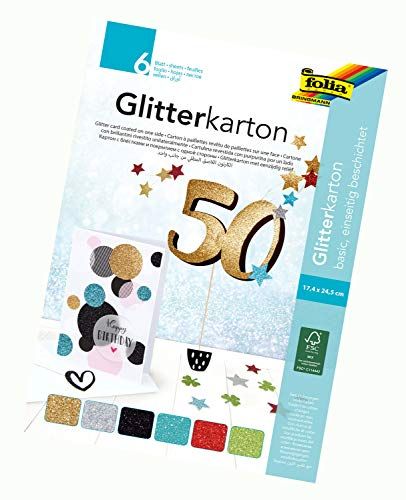 Folia glitterkartonblok Basic - 6 vellen - 17,4 x 24,5 cm