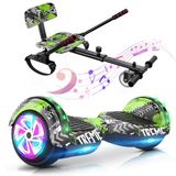 SISIGAD Hoverboard, stoelbevestiging, combo met Bluetooth Corlorful ledverlichting, instelbare framelengte voor kinderen