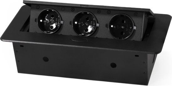 McPower Pop up stekkerdoos - Stopcontact splitter 3 voudig - Zwart