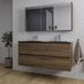 Saniclass Chaci Badkamermeubelset - 120x46x55cm - keramische wastafel zwart - 2 wasbakken - 2 kraangaten - 2 lades - spiegelkast - noten