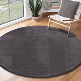 the carpet RELAX – Extra Zacht & Wasbaar Vloerkleed tot 30°C met Antislip Onderzijde – Fluweelachtige Structuur – Voor Slaapkamer of Woonkamer – Antraciet, rond 120 cm