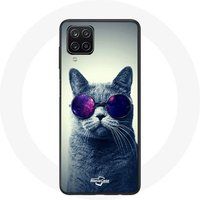 Maniacase Etui voor Samsung Galaxy A12 Cat bril stijl