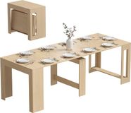 HOMCOM Uitschuifbare Eettafel - Spaanplaat, Staal - 240L x 90B x 78H cm - Lichtbruin