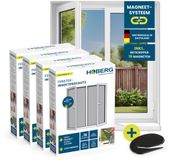 Hoberg Vliegengaas voor ramen met magnetische bevestiging, muggennet op maat te snijden tot 150 x 130 cm, eenvoudige montage met 16 magneten, insectenbescherming zonder boren, schroeven en lijmresten, zwart, 4 stuks