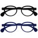 OPULIZE OCA Leesbrillen - 2-Pack - Modern Retro Rond Montuur - Zwart, Blauw - Heren Dames - Veerscharnieren - RR54-13 - +1.50