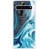 Samsung Galaxy S10 Marbre bleu paillete Verstevigd hoesje met sublimatie bedrukking