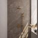 Brauer Gold Carving Thermostatische Regendoucheset Inbouw - Hoofddouche 20 cm - Rechte Wandarm - 3 Weg - Handdouche Rond - Doucheslang - Geintegreerde Glijstang - Geborsteld Goud