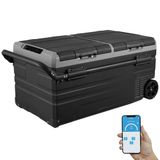 VEVOR Autokoelkast, draagbare vriezer van 95 liter, met twee zones en wielen en handgreep, -20 °C tot 20 °C, 12/24 V gelijkstroom en 100-240 V wisselstroom, compressorkoeler voor buiten, camping