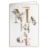 Afie Wenskaart voor bruiloft (63-1151) goud glanzend incl. envelop - Bohme Chic bloemen eucalyptus roos pioenrozen