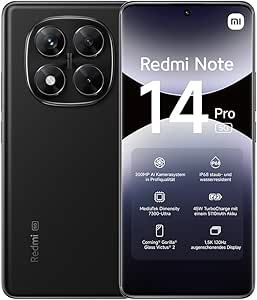 Xiaomi Redmi Note 14 Pro 5G smartphone, 12+512GB, Black, 200MP AI Camera