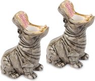 Donkey Hungry Hippos Kandelaars - Set van 2 - Grijs - Aardewerk