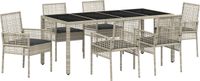 vidaXL Tuinset, 7-delig, lichtgrijs, polyrotan