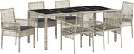 vidaXL Tuinset, 7-delig, lichtgrijs, polyrotan