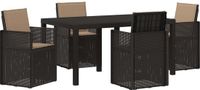 vidaXL Eettafel Set 5-delig Antracietkleurig en taupe PP