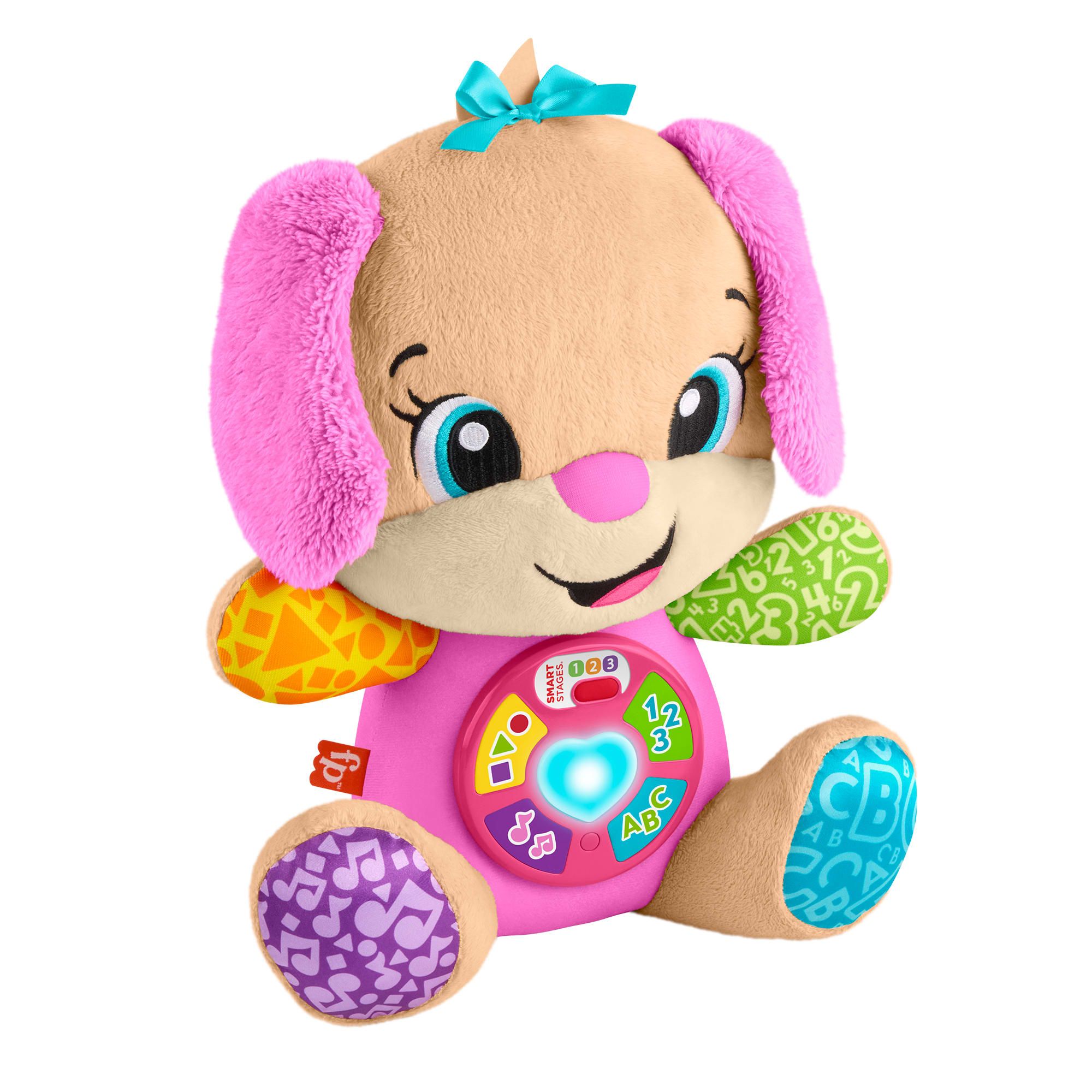 Fisher-Price Leerplezier Meegroeispeelgoed Zusje, Roze Muzikale Knuffel voor Baby's, Leerzaam Speelgoed, Meertalige Versie