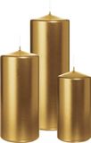 Wiedemann Bougies cylindriques/bougies pilier - set de 3 - or métallisé
