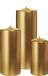 Wiedemann Bougies cylindriques/bougies pilier - set de 3 - or métallisé