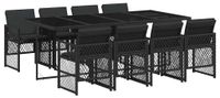 vidaXL 9-delige Tuinset Poly Rattan Zwart