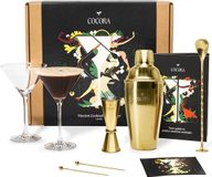 Cocora Martini Geschenkset - 8-delige RVS Cocktail Set - Cocktail Shaker - Cocktail Maatbeker - Martini Glazen - Goud