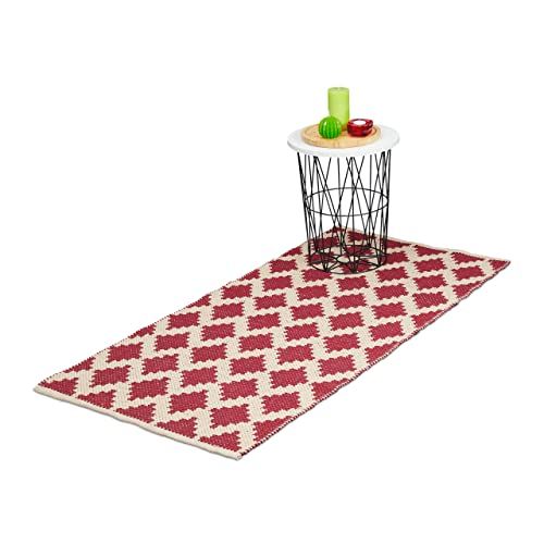Relaxdays Tapijtloper - 70 x 140 cm - Katoen - Antislip - Beige/Rood