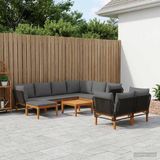 vidaXL - 10 - st - Massief - acaciahout - & - touw - Naturel