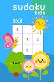 Sudoku puzzle for children, 3x3 size, with cartoon characters for coloring.