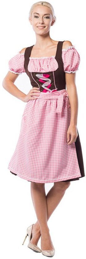 partychimp PartyXclusive Dirndl Dames Anne-Ruth rose/bruin (midi) Roze - 5XL