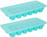 Plasticforte IJsblokjesvormen - Blauw - 2 stuks - Met afsluitdeksel - 28 x 11 cm - Kunststof