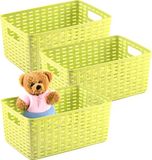 Plasticforte Opbergmand - 3x - Kastmand - rotan kunststof - limegroen - 10 Liter
