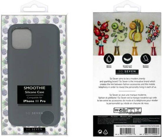 SoSeven, SMOOTHIE Back Cover, Silicone, Black, Apple iPhone 11 Pro