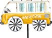 DanDiBo Poteau de jardin, métal, bus, voiture, XL, 160 cm, jaune, blanc, 96104, carillon, moulin à vent "Bienvenue", résistant aux intempéries, accessoire de jardin, piquet de jardin, piquet de sol, mini-bus