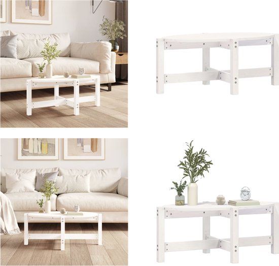 vidaXL Salontafel 87x48x35 cm massief grenenhout wit