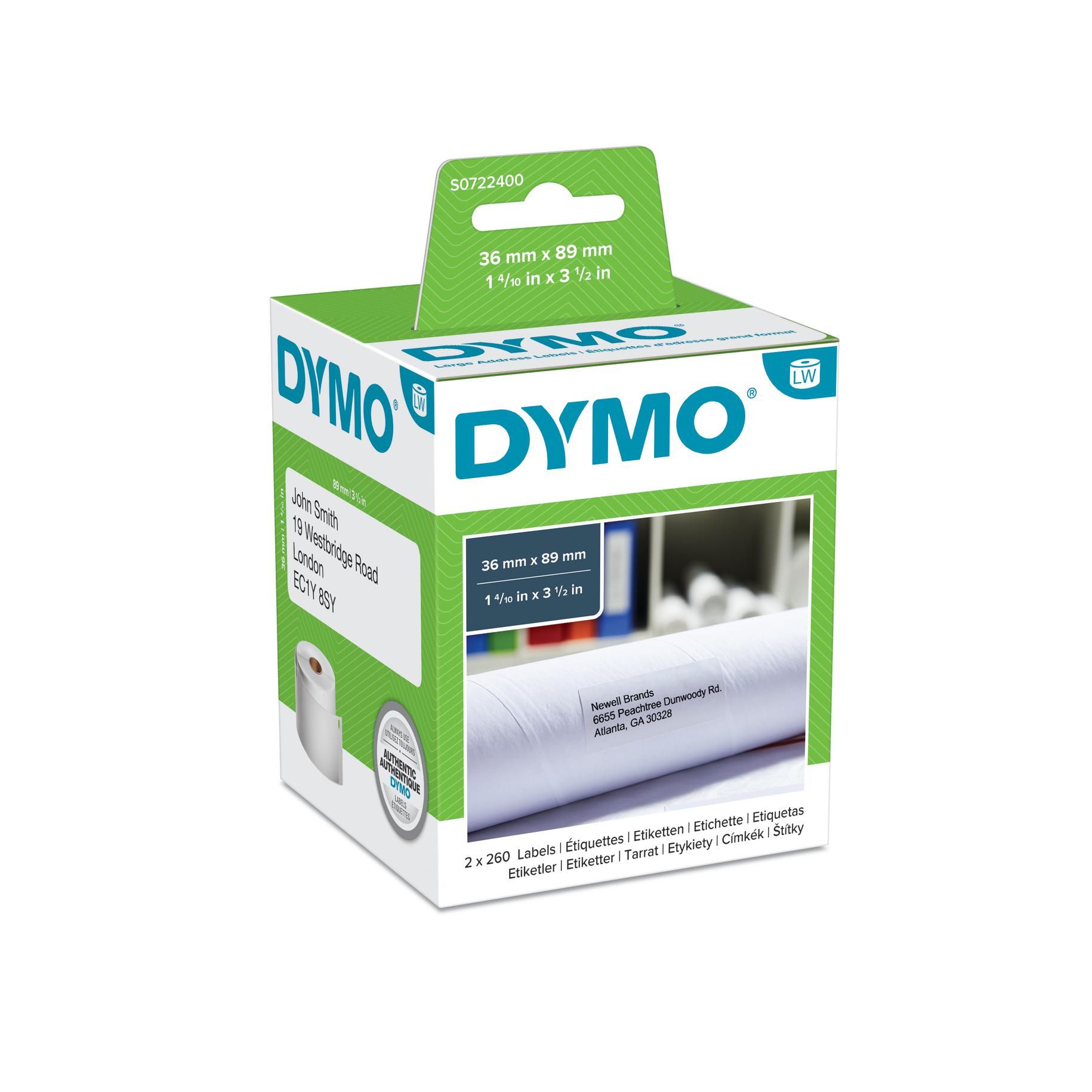 DYMO LabelWriter Large Address Labels - 36 x 89mm - White - 520 Labels