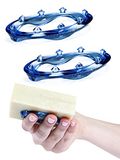 SoapStandle, Zeephandvat en standaard, alles-in-één product, vervangt rommelige zeepschaal, houdt zeep droog, bespaart zeep van afval (2, blauw)