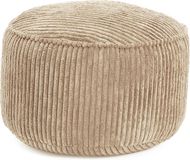 Lumaland Zitzak poef van corduroy | Compacte 50L gaming poef met 3-in-1-functie: comfortabele kruk, handig tafeltje en stijlvolle voetenbank voor binnenshuis | Ø 25 x 45 cm - Beige