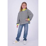 Vingino gestreepte sweater - zwart/ecru/neongeel