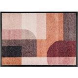 Schöner Wohnen Kollektion Paillasson intérieur, résistant à la saleté, 50 x 70 cm, motif graphique, terre cuite, rose, antidérapant et robuste, lavable à 30 degrés