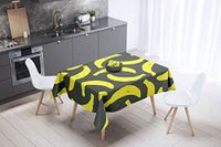 Bonamaison Tafelkleed, Anti-Mold, Sneldrogend, Waterdicht, 100% Polyester Tafellaken, Neon Geel, Rook, 140 x 140 Cm