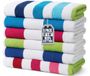 Kaufman - 6 stuks garen kleurstof katoen oversized 30x60 zeer absorberend, sneldrogend, felgekleurde klassieke cabana streep strand, zwembad, kamp, terug naar school en badhanddoek