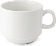 Olympia - Witte porselein kopjes stapelbaar ( set van 12 stuks )