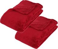 Atmosphera Fleece deken of plaid harig - 2x - rood - 130 x 180 cm - polyester