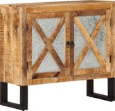 vidaXL Dressoir 80x30x71 cm massief ruw mangohout en metaal