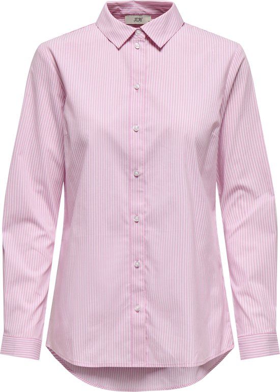 JDY JDYMIO L/S SHIRT WVN NOOS Dames Blouse Maat 34 Roze Gestreept Katoen Polyester Elastaan