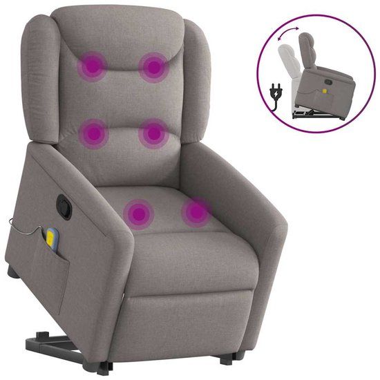 vidaXL Sta-op-massagestoel verstelbaar stof taupe